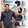 Outdoor Ventures Men’s Running Vest Outerwear, Lightweight Windproof Fleece-Lined Softshell Sleeveless Jacket for Golf(Grayish Blue-7 Pockets)