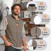 Outdoor Ventures Men’s Running Vest Outerwear, Lightweight Windproof Fleece-Lined Softshell Sleeveless Jacket for Golf(Light Brown-7 Pockets)
