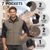 Outdoor Ventures Men’s Running Vest Outerwear, Lightweight Windproof Fleece-Lined Softshell Sleeveless Jacket for Golf(Light Brown-7 Pockets)