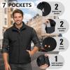 Outdoor Ventures Men’s Running Vest Outerwear, Lightweight Windproof Fleece-Lined Softshell Sleeveless Jacket for Golf(New Black-7 Pockets)