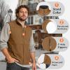 Outdoor Ventures Men’s Running Vest Outerwear, Lightweight Windproof Fleece-Lined Softshell Sleeveless Jacket for Golf(Rubber Brown-7 Pockets)