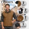 Outdoor Ventures Men’s Running Vest Outerwear, Lightweight Windproof Fleece-Lined Softshell Sleeveless Jacket for Golf(Rubber Brown-7 Pockets)
