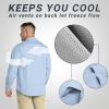 Outdoor Ventures Men’s UPF 50+ UV Sun Protection SPF Hiking Shirt Long Sleeve Lightweight Quick Dry for Safari Travel Fishing(Light Blue)
