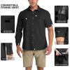 Outdoor Ventures Men’s UPF 50+ UV Sun Protection Shirt, Long Sleeve Hiking Fishing Shirt Cooling Quick Dry for Safari Travel(Black)