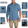 Outdoor Ventures Men’s UPF 50+ UV Sun Protection Shirt, Long Sleeve Hiking Fishing Shirt Cooling Quick Dry for Safari Travel(Bluestone)