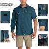 Outdoor Ventures Men’s UPF 50+ UV Sun Protection Shirt, Long Sleeve Hiking Fishing Shirt Cooling Quick Dry for Safari Travel(Dark Green)