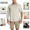 Outdoor Ventures Men’s UPF 50+ UV Sun Protection Shirt, Long Sleeve Hiking Fishing Shirt Cooling Quick Dry for Safari Travel(Fossil)