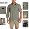 Outdoor Ventures Men’s UPF 50+ UV Sun Protection Shirt, Long Sleeve Hiking Fishing Shirt Cooling Quick Dry for Safari Travel(Green Gray)