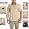 Outdoor Ventures Men’s UPF 50+ UV Sun Protection Shirt, Long Sleeve Hiking Fishing Shirt Cooling Quick Dry for Safari Travel(Khaki)