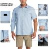 Outdoor Ventures Men’s UPF 50+ UV Sun Protection Shirt, Long Sleeve Hiking Fishing Shirt Cooling Quick Dry for Safari Travel(Light Blue)