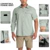 Outdoor Ventures Men’s UPF 50+ UV Sun Protection Shirt, Long Sleeve Hiking Fishing Shirt Cooling Quick Dry for Safari Travel(Light Green)