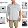 Outdoor Ventures Men’s UPF 50+ UV Sun Protection Shirt, Long Sleeve Hiking Fishing Shirt Cooling Quick Dry for Safari Travel(Light Grey)