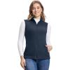 Outdoor Ventures Women’s Fleece Vest, Zip Up Lightweight Soft Running Vest Outerwear Sleeveless with Pockets(Dark Blue)