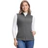 Outdoor Ventures Women’s Fleece Vest, Zip Up Lightweight Soft Running Vest Outerwear Sleeveless with Pockets(Dark Grey)