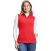 Outdoor Ventures Women’s Fleece Vest, Zip Up Lightweight Soft Running Vest Outerwear Sleeveless with Pockets(Reddish Orange)