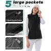 Outdoor Ventures Women’s Hooded Lightweight Softshell Vest, Windproof Fleece Lined Sleeveless Jacket for Golf Running Travel(Black)