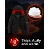 Outdoor Ventures Women’s Hooded Puffer Jacket Waterproof Lightweight Full-Zip Warm Quilted Winter Coat(Black)