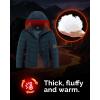 Outdoor Ventures Women’s Hooded Puffer Jacket Waterproof Lightweight Full-Zip Warm Quilted Winter Coat(Deep Blue)