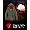 Outdoor Ventures Women’s Hooded Puffer Jacket Waterproof Lightweight Full-Zip Warm Quilted Winter Coat(Olive Green)