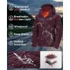 Outdoor Ventures Women’s Hooded Puffer Jacket Waterproof Lightweight Full-Zip Warm Quilted Winter Coat(Wine)