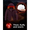 Outdoor Ventures Women’s Hooded Puffer Jacket Waterproof Lightweight Full-Zip Warm Quilted Winter Coat(Wine)