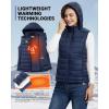 Outdoor Ventures Women’s Lightweight Packable Hooded Puffer Vest Outerwear Zip Up Warm Sleeveless Winter Jacket Quilted Coat(Blue)
