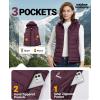 Outdoor Ventures Women’s Lightweight Packable Hooded Puffer Vest Outerwear Zip Up Warm Sleeveless Winter Jacket Quilted Coat(Eggplant)