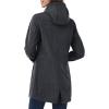 Outdoor Ventures Women’s Lightweight Waterproof Fleece Lined Hooded Softshell Rain Jacket, Warm Windbreaker Long Coat(Dark Grey-check)