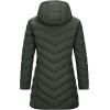 Outdoor Ventures Women’s Long Hooded Lightweight Puffer Coat Quilted Insulated Winter Jacket(Army Green)