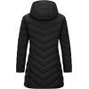 Outdoor Ventures Women’s Long Hooded Lightweight Puffer Coat Quilted Insulated Winter Jacket(Black)