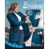 Outdoor Ventures Women’s Long Hooded Lightweight Puffer Coat Quilted Insulated Winter Jacket(Modern Blue)