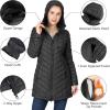 Outdoor Ventures Women’s Maryan Hooded Ultra Lightweight Warm Thermolite Long Puffer Coat(Black(matte)-avg.32″ Mid Length)