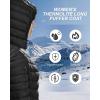 Outdoor Ventures Women’s Maryan Hooded Ultra Lightweight Warm Thermolite Long Puffer Coat(Black(matte)-avg.32″ Mid Length)