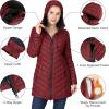Outdoor Ventures Women’s Maryan Hooded Ultra Lightweight Warm Thermolite Long Puffer Coat(Burgundy(matte)-avg.32″ Mid Length)