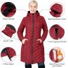 Outdoor Ventures Women’s Maryan Hooded Ultra Lightweight Warm Thermolite Long Puffer Coat(Burgundy(matte)-avg.36″ Long Length)