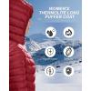 Outdoor Ventures Women’s Maryan Hooded Ultra Lightweight Warm Thermolite Long Puffer Coat(Burgundy(matte)-avg.36″ Long Length)