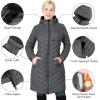 Outdoor Ventures Women’s Maryan Hooded Ultra Lightweight Warm Thermolite Long Puffer Coat(Dark Grey-avg.36″ Long Length)