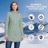 Outdoor Ventures Women’s Maryan Hooded Ultra Lightweight Warm Thermolite Long Puffer Coat(Light Green(matte)-avg.32″ Mid Length)