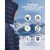 Outdoor Ventures Women’s Maryan Hooded Ultra Lightweight Warm Thermolite Long Puffer Coat(Navy(matte)-avg.36″ Long Length)