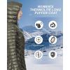 Outdoor Ventures Women’s Maryan Hooded Ultra Lightweight Warm Thermolite Long Puffer Coat(Olive(shiny)-avg.32″ Mid Length)
