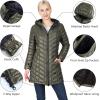 Outdoor Ventures Women’s Maryan Hooded Ultra Lightweight Warm Thermolite Long Puffer Coat(Olive(shiny)-avg.32″ Mid Length)