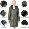 Outdoor Ventures Women’s Maryan Hooded Ultra Lightweight Warm Thermolite Long Puffer Coat(Olive(shiny)-avg.36″ Long Length)