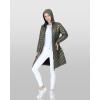 Outdoor Ventures Women’s Maryan Hooded Ultra Lightweight Warm Thermolite Long Puffer Coat(Olive(shiny)-avg.36″ Long Length)