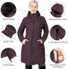Outdoor Ventures Women’s Maryan Hooded Ultra Lightweight Warm Thermolite Long Puffer Coat(Purple-avg.36″ Long Length)
