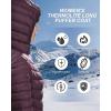 Outdoor Ventures Women’s Maryan Hooded Ultra Lightweight Warm Thermolite Long Puffer Coat(Purple-avg.36″ Long Length)