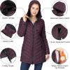 Outdoor Ventures Women’s Maryan Hooded Ultra Lightweight Warm Thermolite Long Puffer Coat(Purple(matte)-avg.32″ Mid Length)