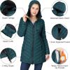 Outdoor Ventures Women’s Maryan Hooded Ultra Lightweight Warm Thermolite Long Puffer Coat(Teal(matte)-avg.32″ Mid Length)