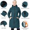 Outdoor Ventures Women’s Maryan Hooded Ultra Lightweight Warm Thermolite Long Puffer Coat(Teal(matte)-avg.36″ Long Length)