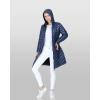 Outdoor Ventures Women’s Maryan Hooded Ultra Lightweight Warm Thermolite Long Puffer Coat(（runs Large. Order Size Down) Ink Blue(shiny)-avg.36″ Long Length)