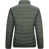 Outdoor Ventures Women’s Packable Full-Zip Short Puffer Jacket Insulated Quilted Warm Lightweight Winter Coat(Army Green(fold in Pocket))